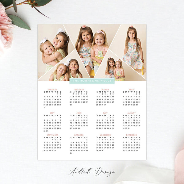 8x10 2021 Calendar Template, Cute Girls, Calendar, Template, Marketing, Photography, Photoshop, Element, PSD, Instant Download #Y20-C5-PSD