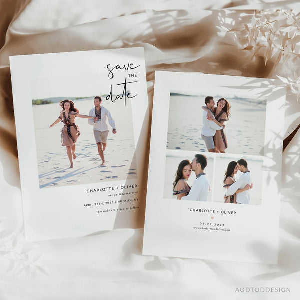 Minimal Save the Date Template, Photo Save The Date Template, Save Our Date Cards, Minimalist Save the Date, Photoshop #Y22-SD2-PSD