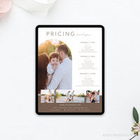 Family Photography Pricing Template, Price Guide List for Photographers, Price Guide Template, Photoshop #Y22-PG2-PSD