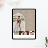 Wedding Photography Pricing Template, Price Guide List for Photographers, Price Guide Template, Photoshop #Y22-PG3-PSD