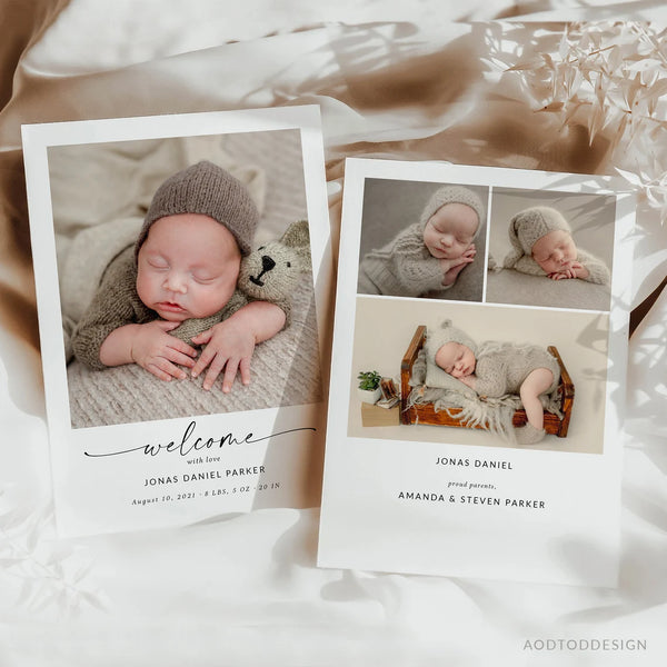 Birth Announcement Template, Welcoming Our Little, Birth, Announcement, Welcome, Photography, Photoshop, PSD, DIY #Y22-BA2-PSD