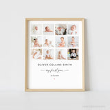 First Year Photo Collage Template, Milestone Photo, First Birthday Photo Template, Newborn, Photoshop #Y22-BB1-PSD