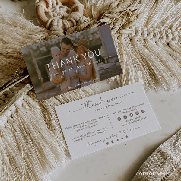 Photography Business Thank you Card Template, Photoshop Template, Photo Business Card Template, Photo Marketing Template, PSD #Y22-BC3-PSD