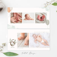 Newborn Boy Photo Album Template, Baby's First Year Photo Book, Baby Book Album, Photography, Photoshop Template #Y22-A007-PSD