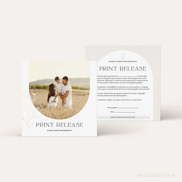 Photography Print Release Form, Print Release Template, Print Release Photoshop Template, PSD, DIY #Y22-BF1-PSD