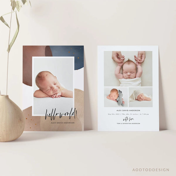Birth Announcement Template, Welcoming Our Little, Birth, Announcement, Welcome, Photography, Photoshop, PSD #Y22-BA6-PSD