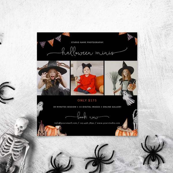 Halloween Mini Session Template, Booking Fall, Pumpkin Patch, Fall, Marketing, Board, Blog, Photography, Photoshop #Y22-MB14-PSD