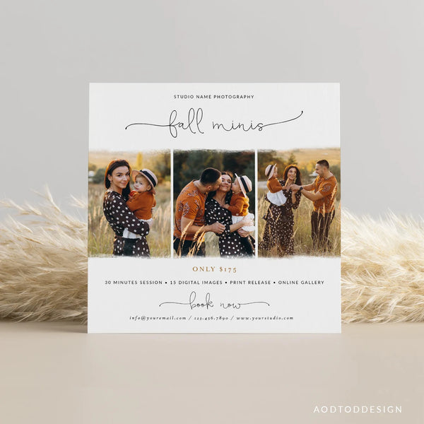 Fall Mini Session Template, Booking Fall, New, Fall, Marketing, Board, Blog, Photography, Photoshop, PSD, DIY #Y22-MB11-PSD