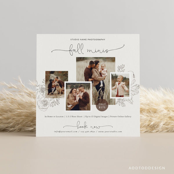 Fall Mini Session Template, Booking Fall, New, Fall, Marketing, Board, Blog, Photography, Photoshop, PSD, DIY #Y22-MB16-PSD