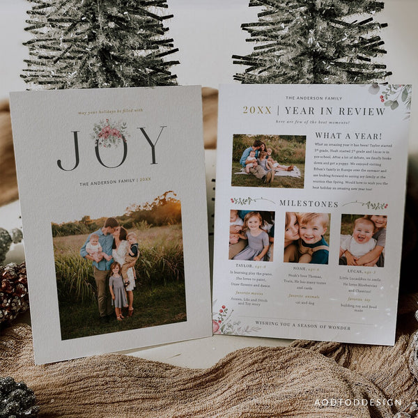 Year in review Christmas Card Template(For 3 Kids), Christmas, Card Template, Photography, Photoshop, PSD, DIY #Y22-HD31-PSD