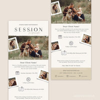 Session Reminder Email Newsletter Template For Photographers, Session Reminder, Marketing, Photoshop, PSD DIY #Y22-M6-PSD