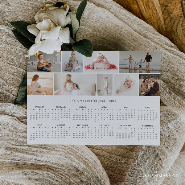5x7 | 2023 Calendar Template, Sweet Watercolor Flower, New, Calendar, Marketing, Photography, Photoshop, PSD, DIY #Y21-C8-PSD