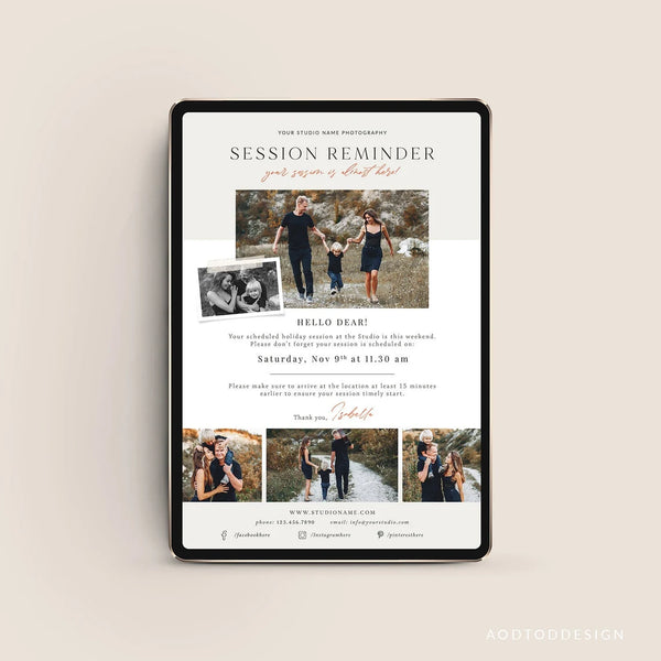 Session Reminder Email Newsletter Template For Photographers, Session Reminder, Marketing, Photoshop, PSD DIY #Y22-M7-PSD