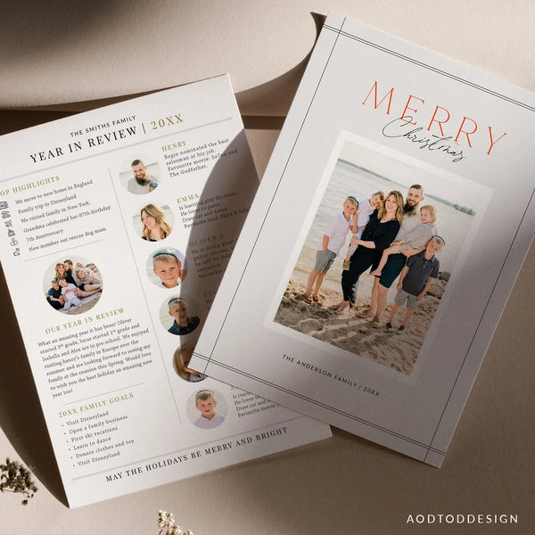 Year in review Christmas Card Template(For 6 Kids), Christmas, Card Template, Photography, Photoshop, PSD, DIY #Y22-HD61-PSD