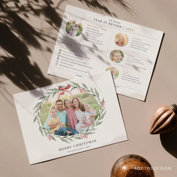 Year in review Christmas Card Template(For 3 Kids), Happy Christmas, Card Template, Photography, Photoshop, PSD #Y22-HD68-PSD