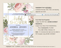 Bridal Shower Invitation, Bridal Shower Wedding Printable, Wedding Shower Template, Shower Invite, PDF Instant Download #BSI012 (PDF)