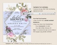 Bridal Shower Invitation, Bridal Shower Wedding Printable, Wedding Shower Template, Shower Invite, PDF Instant Download #BSI010 (PDF)
