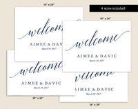 Navy Welcome Wedding Sign Template, Welcome Wedding Printable Template, Welcome Sign Printable Template, PDF Instant Download #WC011 (PDF)