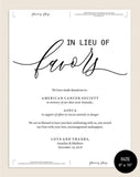 In Lieu of Favors Sign, Donation Sign, Favors Sign, Lieu of Favors, Wedding Sign, Wedding Printable, DIY, PDF Instant Download #WS018 (PDF)