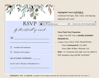 Wedding Invitation Template, Invitation Set Template, Editable Wedding Invite Template, Vintage Wedding Invitation Printable #WIS020 (PDF)