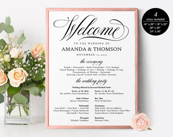 Welcome Wedding Sign, Welcome Wedding Printable, Welcome Sign Printable, Template, PDF Instant Download #WC005 (PDF)