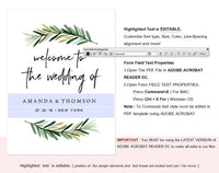 Welcome Wedding Sign Template, Welcome Wedding Printable Template, Welcome Sign Printable, Template, PDF Instant Download #WC015 (PDF)