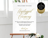 Gold Unplugged Wedding Sign, Unplugged Ceremony Sign, Unplugged Wedding, Unplugged Sign, Wedding Unplugged, Instant Download #WC021 (PDF)