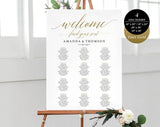 Gold Wedding Seating Chart Sign Template, Seating Chart Printable, Seating Chart Template, Seating Board, Seating Plan Template #SC009 (PDF)