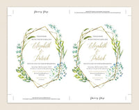Greenery Wedding Invitation Template, Editable Wedding Invite, Vintage Wedding Invitation Printable, PDF Instant Download #WI004 (PDF)