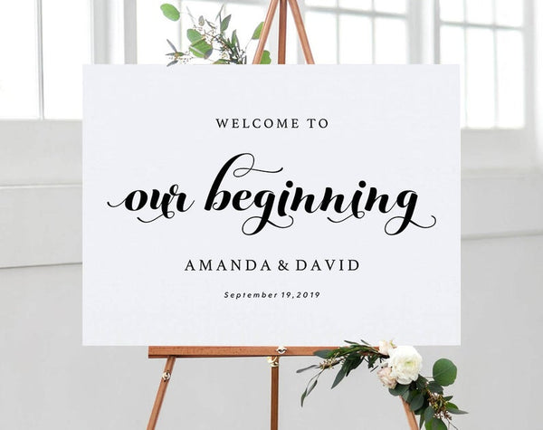 Welcome Wedding Sign, Welcome Wedding Printable, Welcome to Our Beginning Sign Printable, Template, PDF Instant Download #WC018 (PDF)