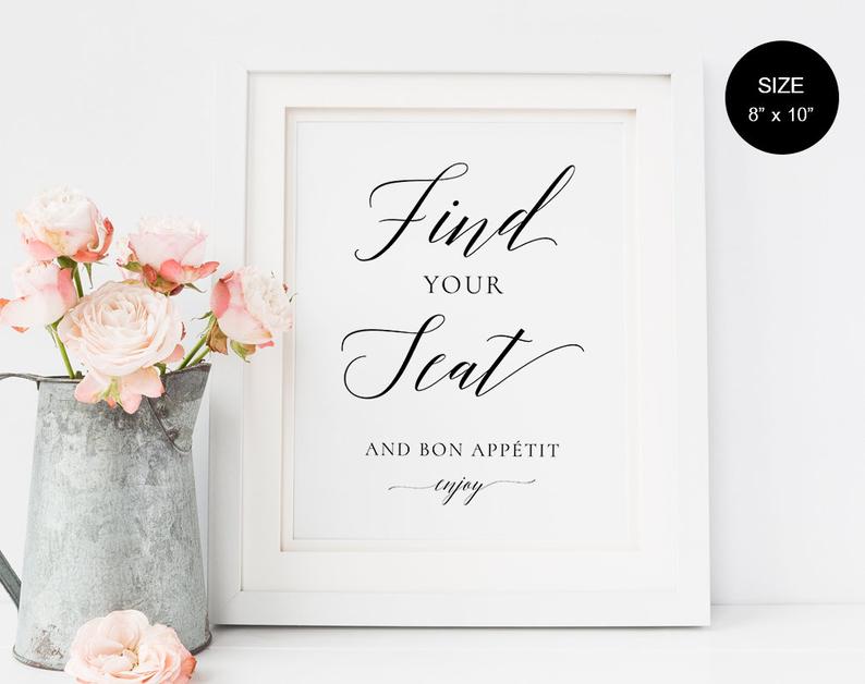 Find Your Seat, Wedding Seat Sign, Find Your Seat Sign, Please Find Yo – AS  Pretty Paperie