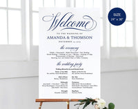 Navy Blue Welcome Wedding Sign, Welcome Wedding Printable, Welcome Sign Printable, Template, PDF Instant Download #WC007 (PDF)