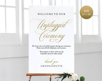 Gold Unplugged Wedding Sign, Unplugged Ceremony Sign, Unplugged Wedding, Unplugged Sign, Wedding Unplugged, Instant Download #WC021 (PDF)