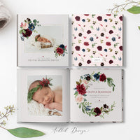 12x12 Baby Photo Book Template, New Newborn Photo Book Album, Photography, Photoshop, Flower Girl, PSD, Instant Download #A003-PSD