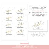 Online Gold Place Card Template, Wedding Place Card Printable, Place Card Template, Wedding Printable Template, PDF JPEG PNG #PC009