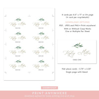 Online Greenery Place Card Template, Wedding Place Card Printable, Place Card Template, Wedding Printable Template, PDF JPEG PNG #PC021
