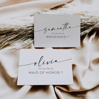 Online Minimalist Will You Be My Maid of Honor Card Template, Bridesmaid Proposal, PDF JPEC PNG #Y22-WC1