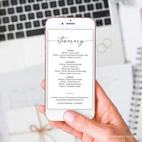 Online Itinerary Electronic Template template, Bachelorette, Electronic Schedule, Family Reunion, Email Itinerary PDF JPEG PNG #Y22-WEI1
