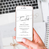 Online Minimalist Electronic Business Text Invitation Template, You're Invited, Electronic Business Invite PDF JPEG PNG #Y22-HS1