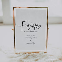 Online Modern Favor Sign Template, Wedding Favors Sign, Favor Sign, Please Take a Favor Sign, Corjl, PDF JPEG PNG #Y22-WS7