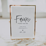 Online Modern Favor Sign Template, Wedding Favors Sign, Favor Sign, Please Take a Favor Sign, Corjl, PDF JPEG PNG #Y22-WS7