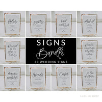 Online Wedding Signs Bundle Template, Minimalist Wedding Sign Bundle, Reception Sign Bundle PDF JPEG PNG #Y22-WS31-SET