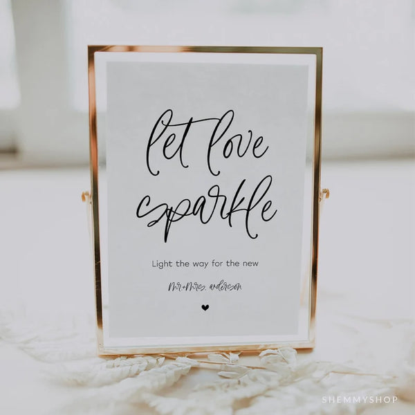 Online Wedding Sparkler Send Off Sign Printable, Let Love Sparkle Sign, Wedding Sign, Sign, Corjl, PDF JPEG PNG #Y22-WS1