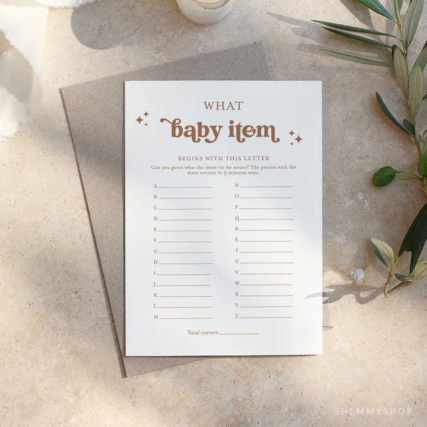 Online Retro What Baby Item game template, Baby Shower Game Printable, Baby Shower game, PDF JPEG PNG #Y22-BB17