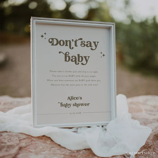 Online Retro Don't Say Baby Shower Game, Baby Shower Game, Wildflower Baby Shower Game, Advice for Baby card PDF JPEG PNG #Y22-BB20