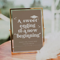 Online Graduation is Sweet Take a treat Sign Template, Graduation Party Favor Sign, Graduation Party Decorations Sign PDF JPEG PNG #Y22-GS5