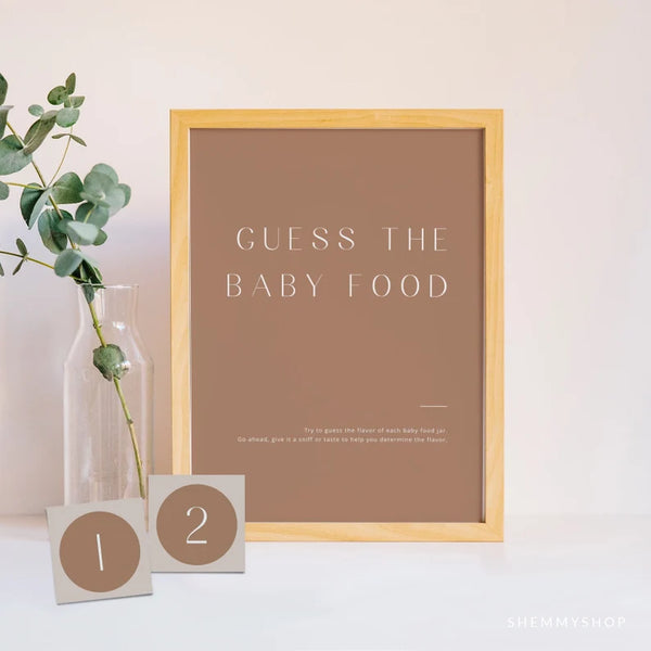 Online Minimalist Guess the Baby Food Game template, Baby Shower Game Printable, Minimalist Baby Shower game PDF JPEG PNG #Y22-BB51