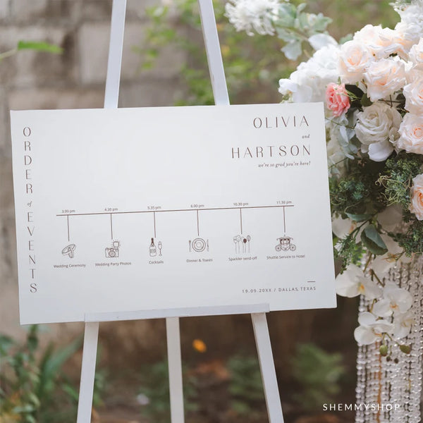 Online Minimalist Wedding Timeline Sign Template, Welcome Timeline Sign, Order of Events Template, Welcome Poster, PDF JPEG PNG #Y22-OE1