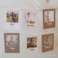 Online Retro First Year Photos, 1st Birthday Photo Banner, Monthly Photo Banner, Monthly Milestone Photo Cards, Floral, Girl #Y22-BB13