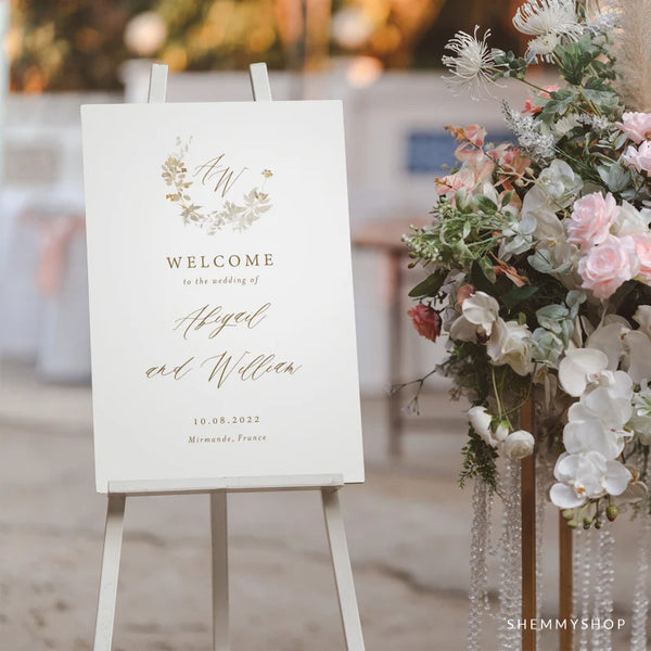 Online Elegant Gold Welcome Sign Template, Printable Wedding Welcome, Welcome Sign Template, Wedding Welcome Poster, PDF JPEG PNG #Y22-WC4